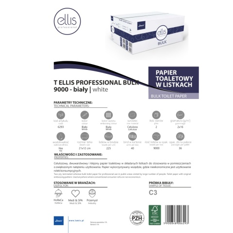 Papier toaletowy LAMIX Ellis Professional BULK 9000 listek rozmiar M