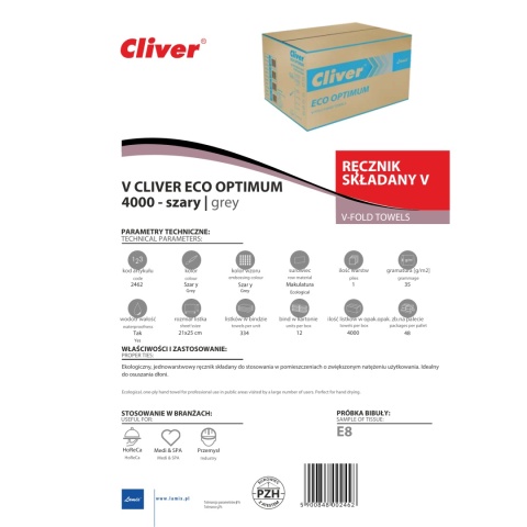 Ręcznik składany LAMIX CLIVER ECO OPTIMUM V 4000 Szary