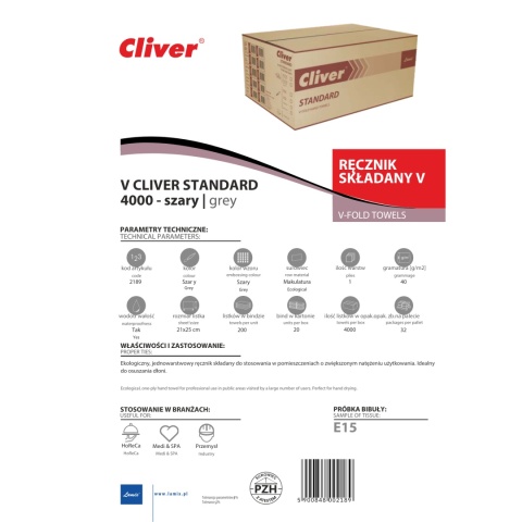 Ręcznik składany LAMIX CLIVER STANDARD V 4000 Szary